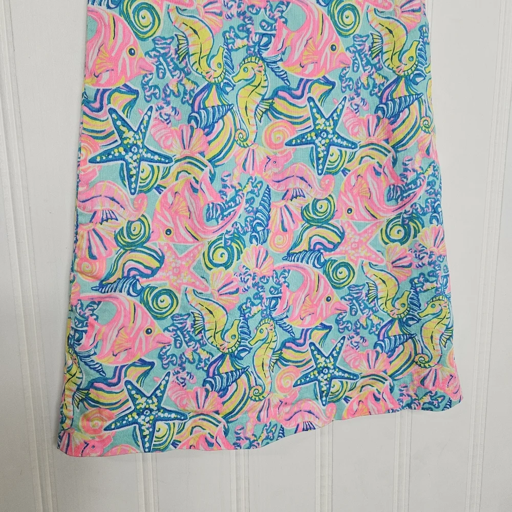 Sigrid Olsen Dress Girls 7 Sea Life A-Line Cotton Sleeveless Lined Pink Multi